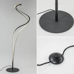 Straluma Organische vloerlamp zwart met dimbaar LED></noscript> Vloerlampen|Woonkamerlampen