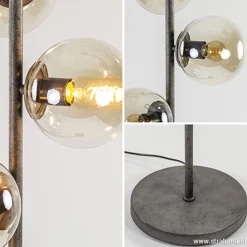 Straluma Oud zilveren vloerlamp met amber glas></noscript> Slaapkamerlampen|Halverlichting