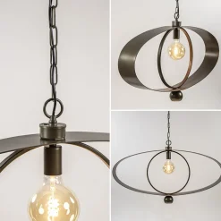 Straluma Ovale hanglamp brons metaal E27 + GU10><noscript><img width=