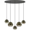 Straluma Ovale 5-lichts hanglamp met glazen bollen gold gradient> Eettafellampen|Pendel Lampen