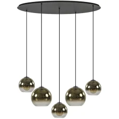 Straluma Ovale 5-lichts hanglamp met glazen bollen gold gradient> Eettafellampen|Pendel Lampen