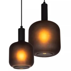 Straluma Ovale 4-lichts hanglamp zwart met mat zwart glas></noscript> Eettafellampen|Pendel Lampen