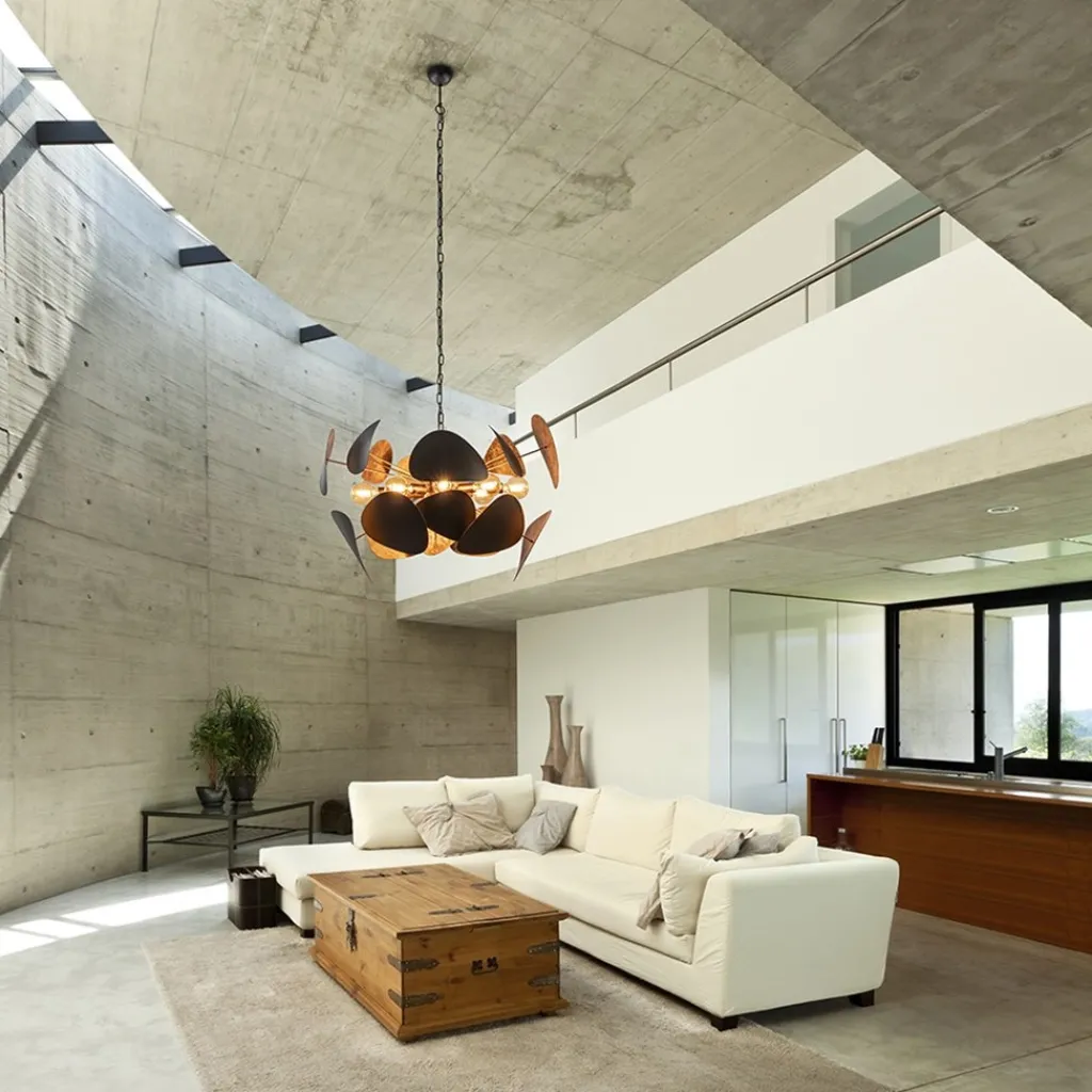 Straluma Ovale videlamp textured black met ambachtelijk brons> Hanglampen|Eettafellampen