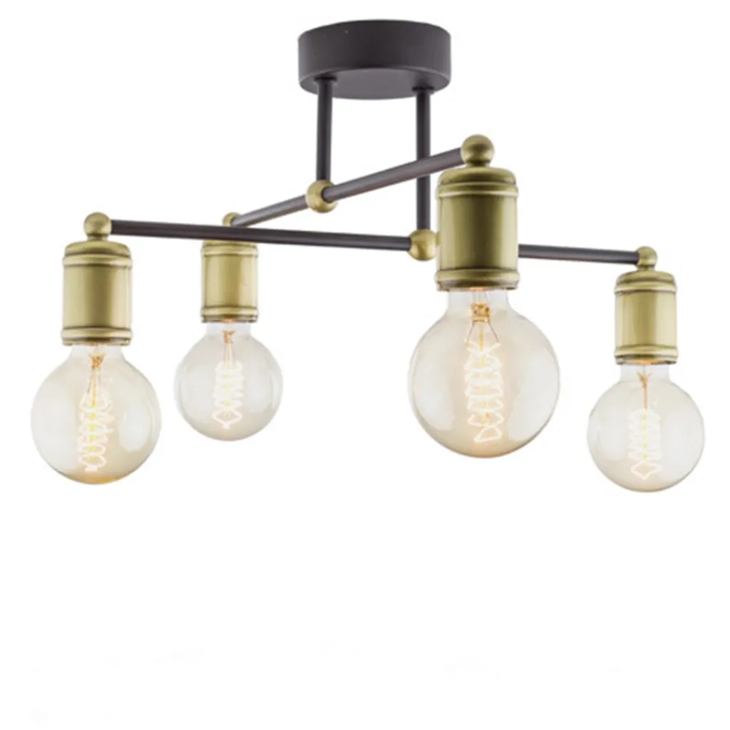 Straluma *Plafondlamp basic 4L e27 zwart/brons> Woonkamerlampen|Slaapkamerlampen