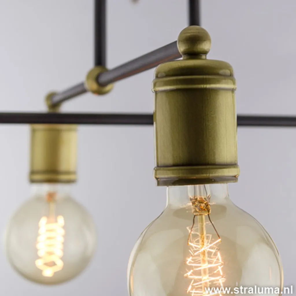 Straluma *Plafondlamp basic 4L e27 zwart/brons> Woonkamerlampen|Slaapkamerlampen