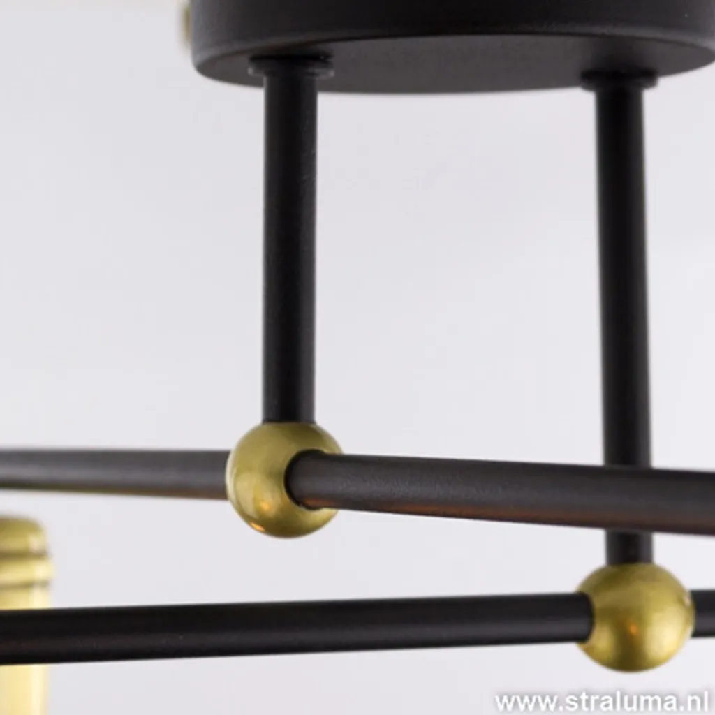 Straluma *Plafondlamp basic 4L e27 zwart/brons> Woonkamerlampen|Slaapkamerlampen