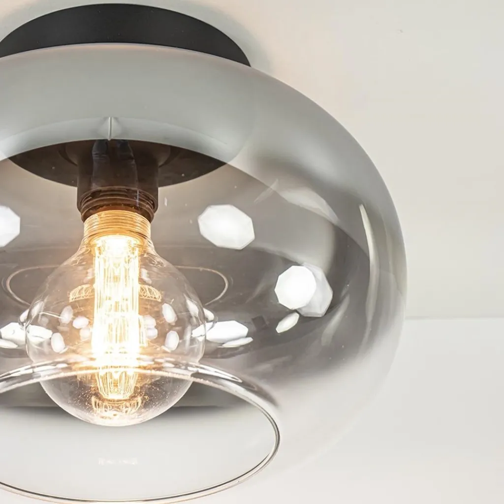 Straluma Plafondlamp Bellini zwart/smoke gradient glas> Plafondlampen|Retro Verlichting