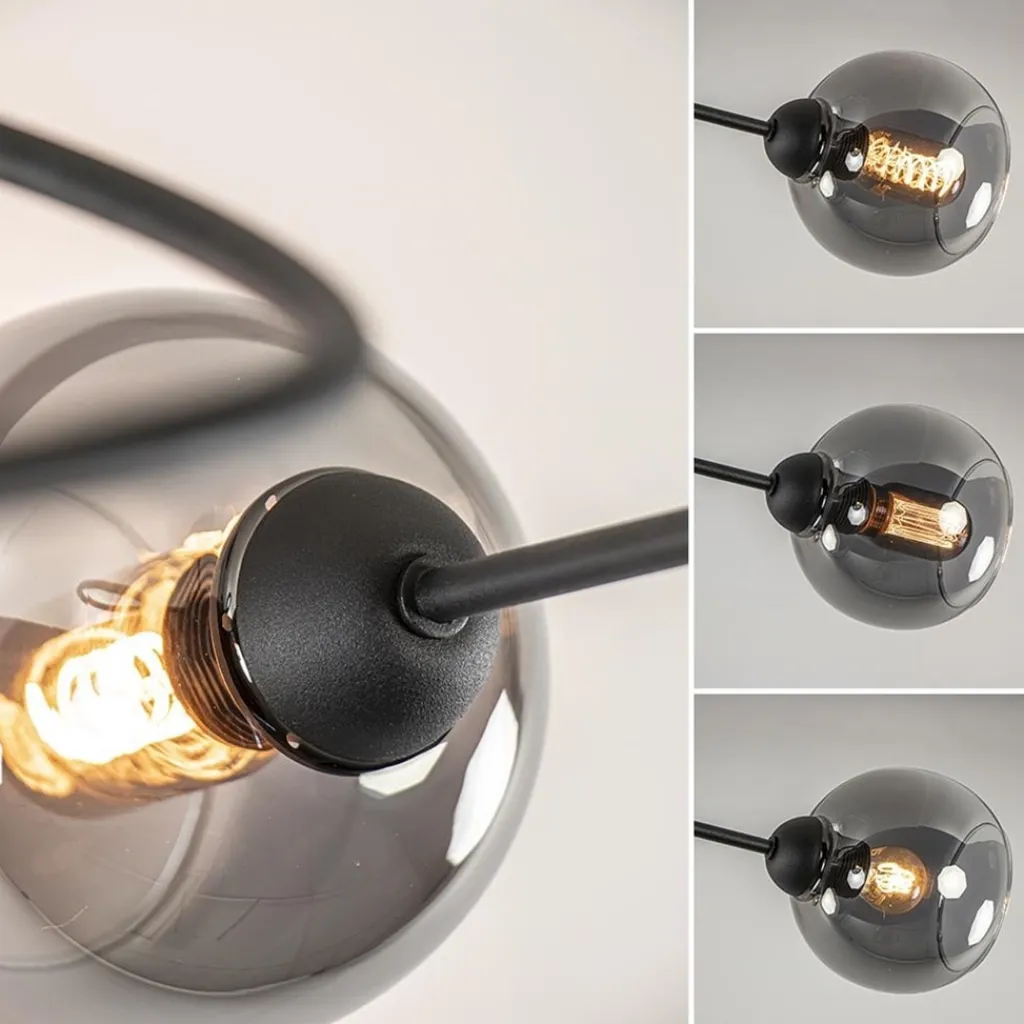 Straluma Plafondlamp Blom 3L zwart/smoke glas> Plafondlampen|Klassieke Verlichting