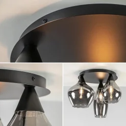 Straluma Plafondlamp Cambio 3L zwart + smoke glas><noscript><img width=