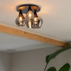 Straluma Plafondlamp Cambio 3L zwart + smoke glas><noscript><img width=