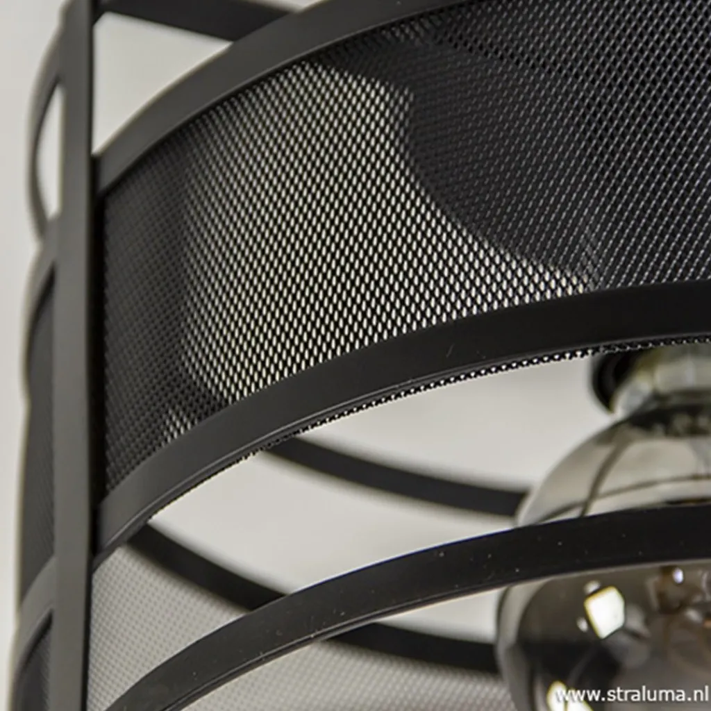 Straluma Plafondlamp cilinder gaas zwart> Woonkamerlampen|Slaapkamerlampen