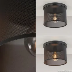 Straluma Plafondlamp cilinder gaas zwart 30cm><noscript><img width=