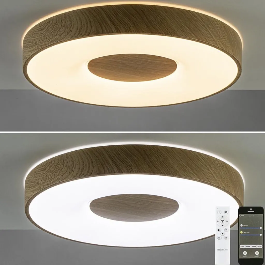 Straluma Plafondlamp Coin 50 hout + remote CCT> Plafondlampen|Plafonnières