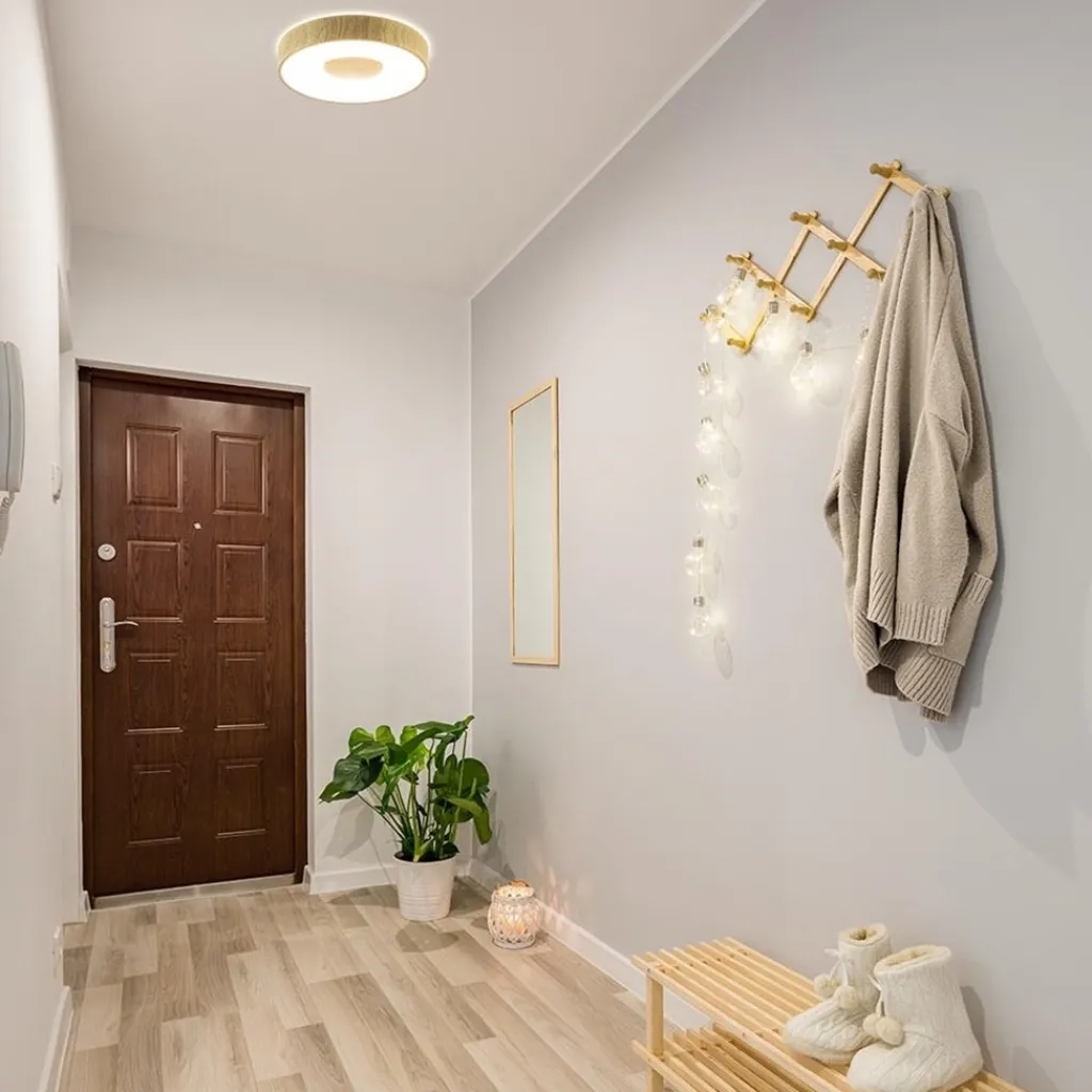 Straluma Plafondlamp Coin 38 hout + remote CCT> Plafondlampen|Plafonnières