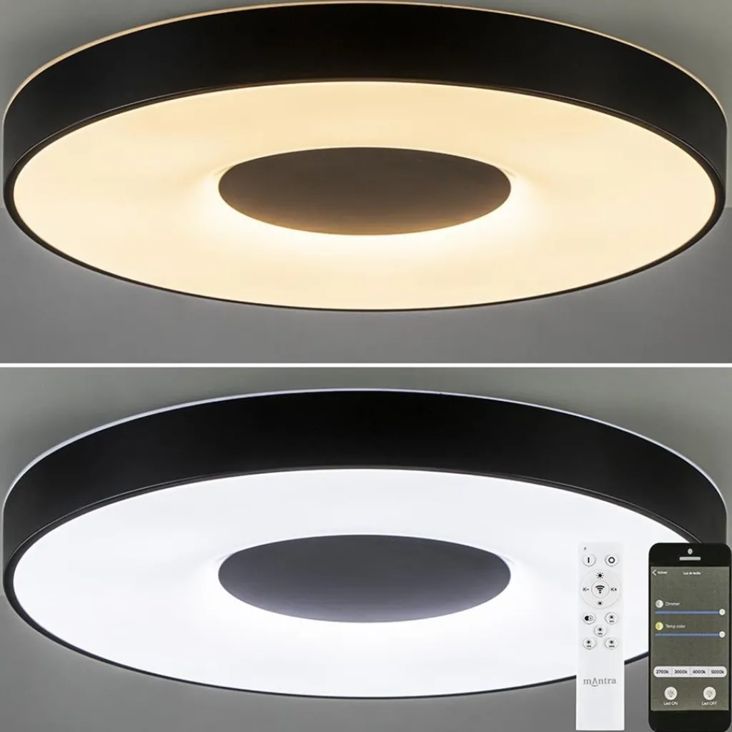 Straluma Plafondlamp Coin 65 zwart + remote> Plafondlampen|Plafonnières