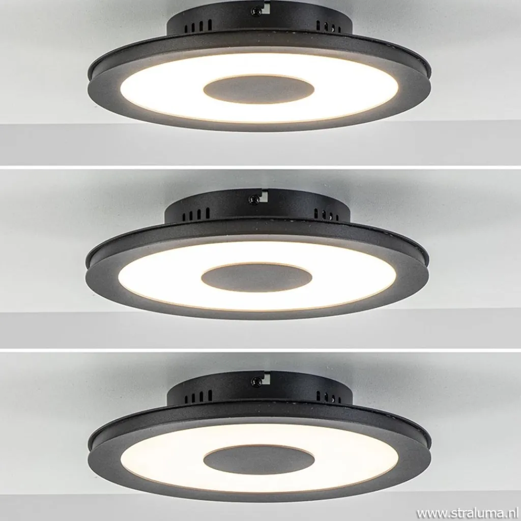 Straluma **Plafondlamp disc 26cm zwart 3-step dim> Plafondlampen|Plafonnières