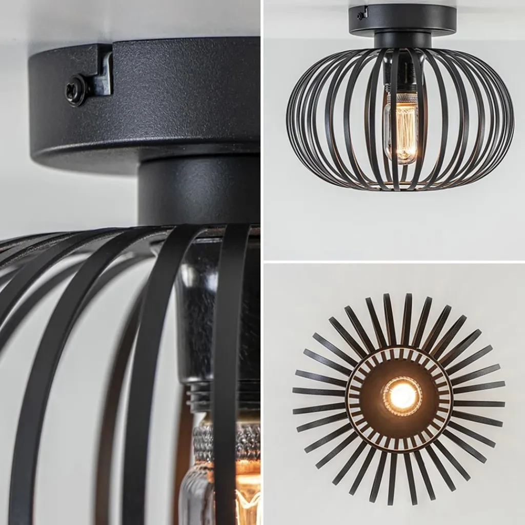 Straluma Plafondlamp donut klein draad zwart 25cm> Draadlampen|Woonkamerlampen