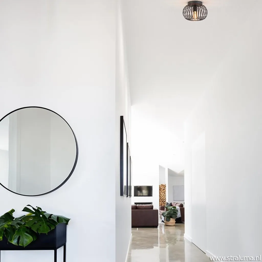 Straluma Plafondlamp donut klein draad zwart 25cm> Draadlampen|Woonkamerlampen