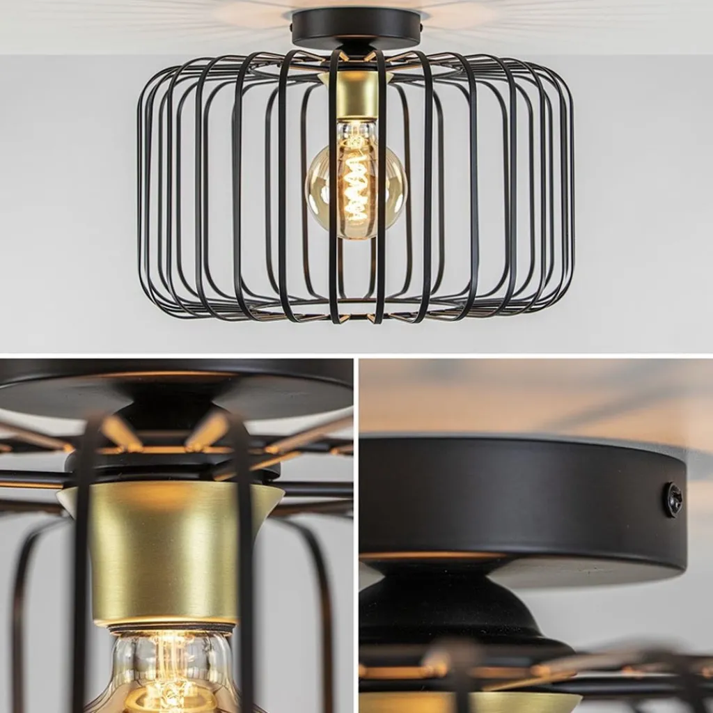 Straluma Plafondlamp draad cilinder zwart/brons> Draadlampen|Halverlichting