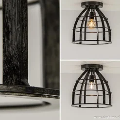Straluma Plafondlamp frame zwart industrieel></noscript> Plafonnières|Tienerkamerlampen