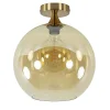 Straluma Plafondlamp goud met amber glazen bol 30 cm> Woonkamerlampen|Slaapkamerlampen