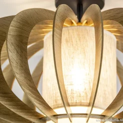 Straluma Plafondlamp hout met stoffen kap 50cm></noscript> Woonkamerlampen|Slaapkamerlampen