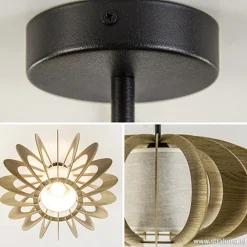 Straluma Plafondlamp hout met stoffen kap 50cm></noscript> Woonkamerlampen|Slaapkamerlampen