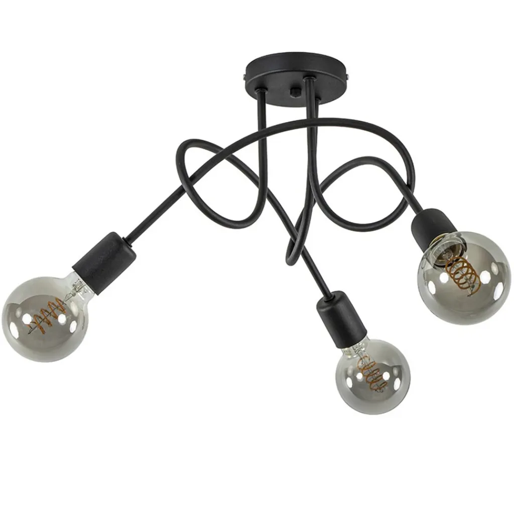 Straluma Plafondlamp Krul 3L zwart ex. e27 lb.> Plafondlampen|Landelijke Verlichting