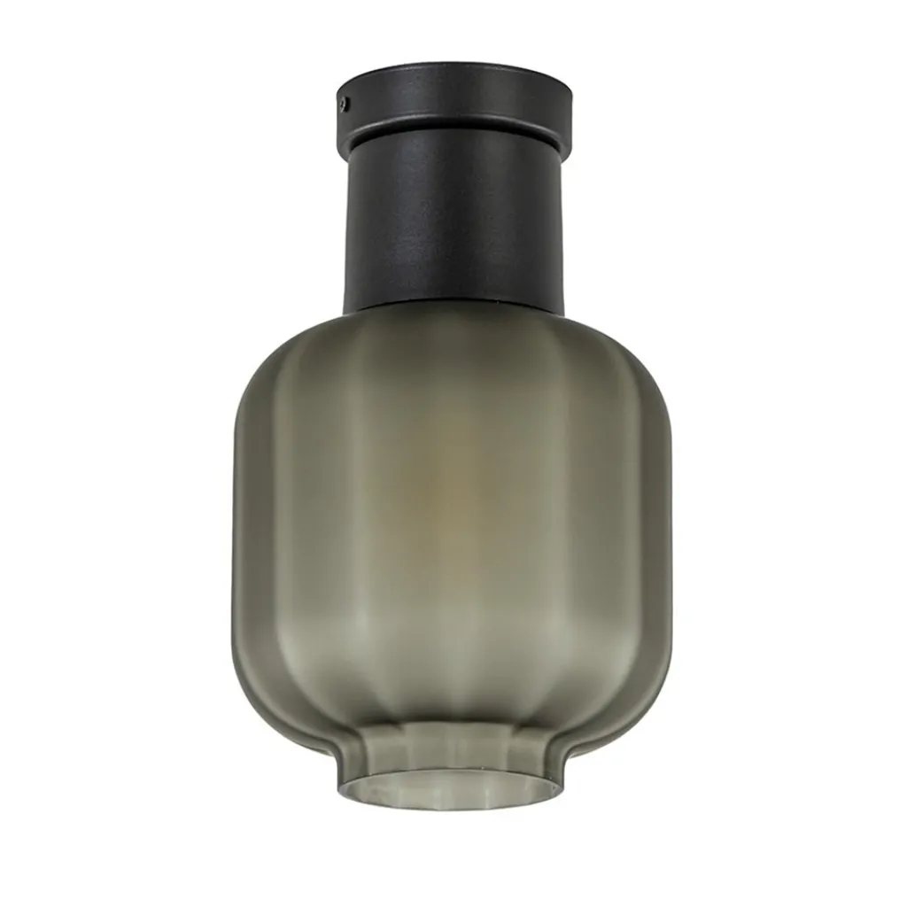 Straluma Plafondlamp Lett zwart + smoke glas 20cm> Plafondlampen|Design Verlichting