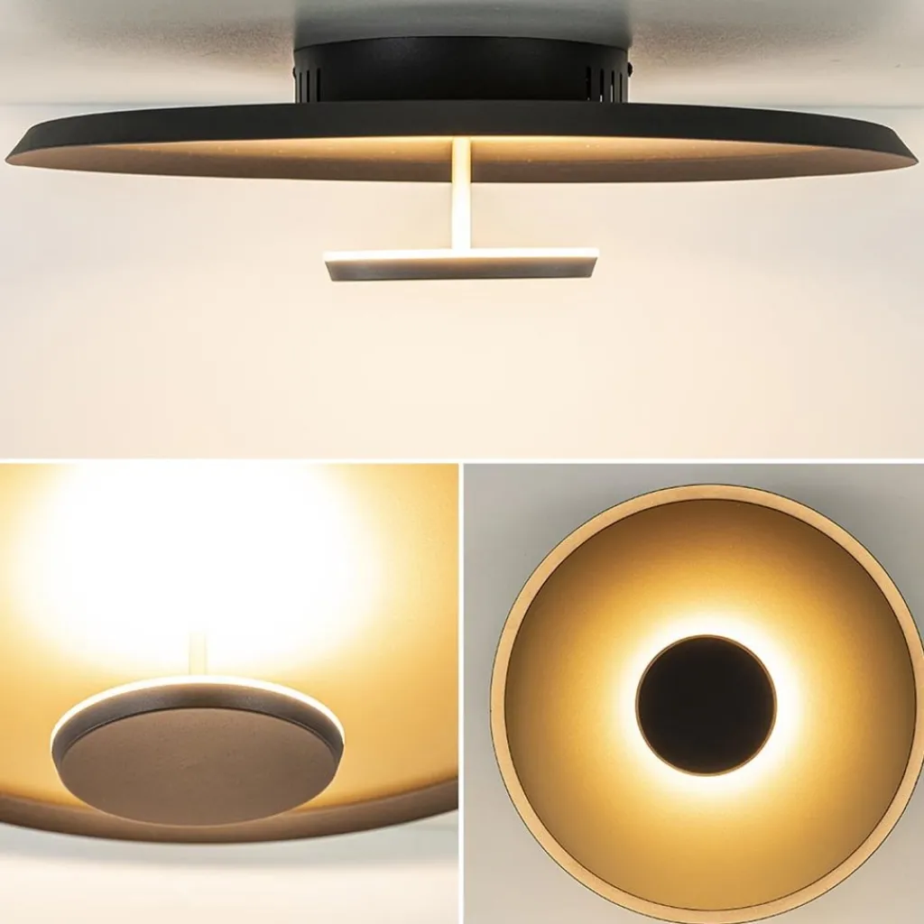 Straluma Plafondlamp Oro 45cm zwart/matgoud> Plafondlampen|Plafonnières