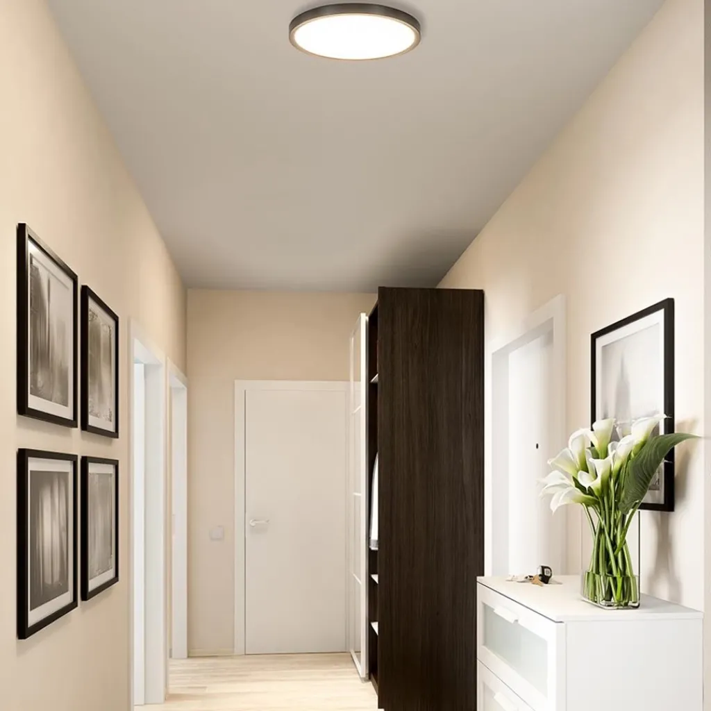 Straluma Plafondlamp Piatto 30 zwart + bew.sensor> Plafondlampen|Plafonnières