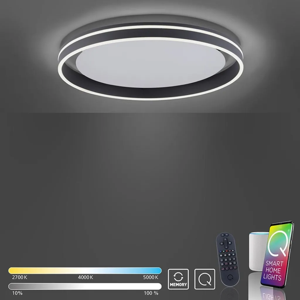 Straluma Plafondlamp Q-Vito 59 zwart smart+remote> Plafondlampen|Smart lampen