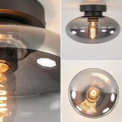 Straluma Plafondlamp Reflexion zwart+smoke glas><noscript><img width=