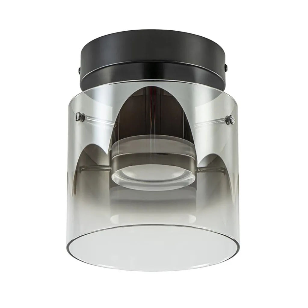 Straluma Plafondlamp Salerno zwart/smoke glas> Plafondlampen|Woonkamerlampen