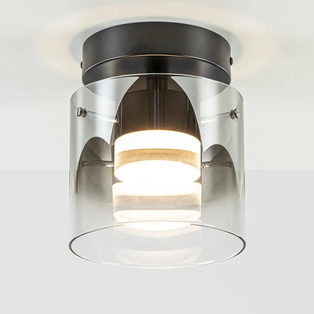 Straluma Plafondlamp Salerno zwart/smoke glas> Plafondlampen|Woonkamerlampen