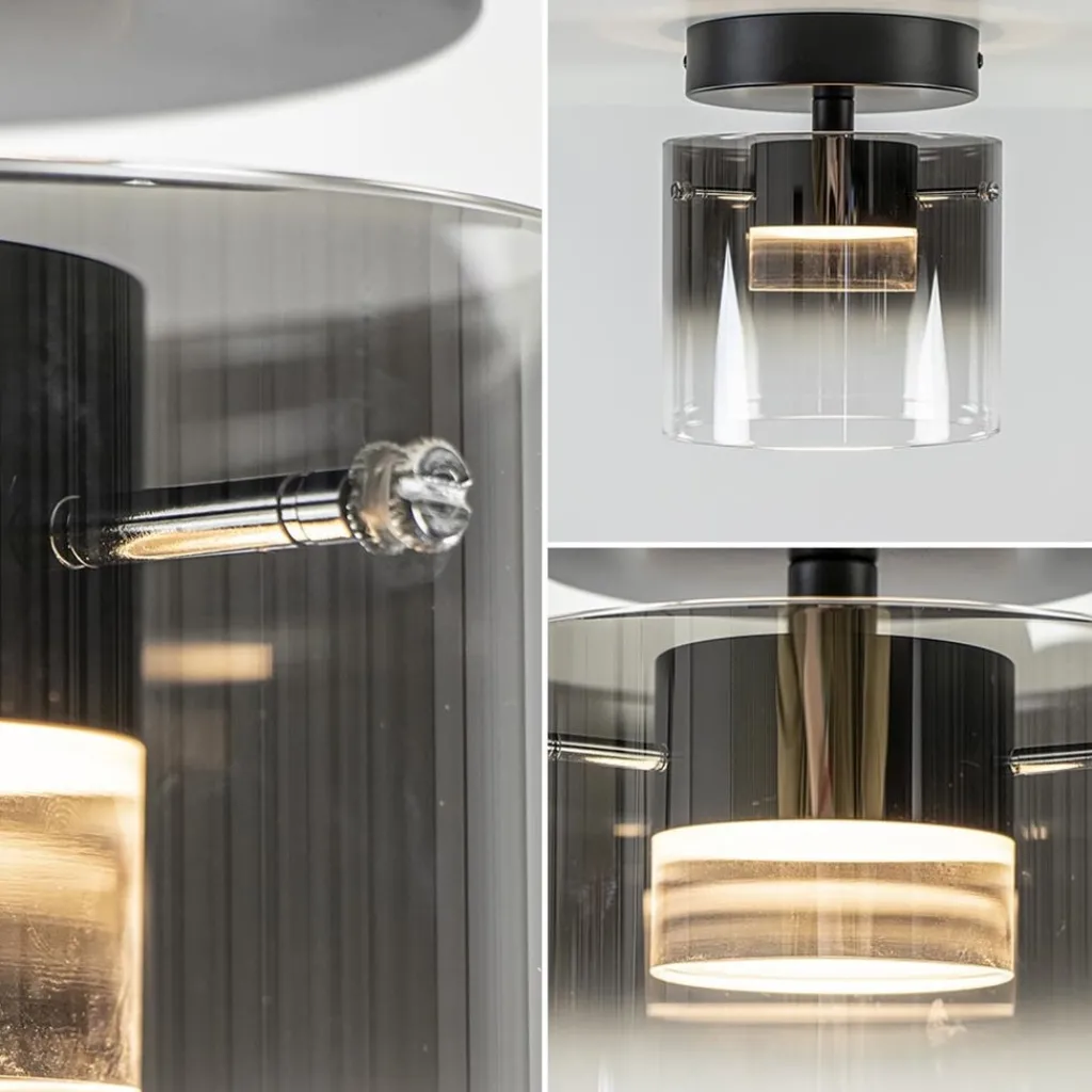 Straluma Plafondlamp Salerno zwart/smoke glas> Plafondlampen|Woonkamerlampen