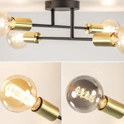 Straluma Plafondlamp Sticks 4L zwart/goud></noscript> Woonkamerlampen|Slaapkamerlampen