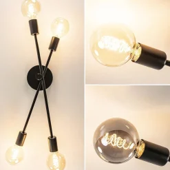 Straluma Plafondlamp Sticks 4L zwart excl. e27></noscript> Wandlampen|Woonkamerlampen