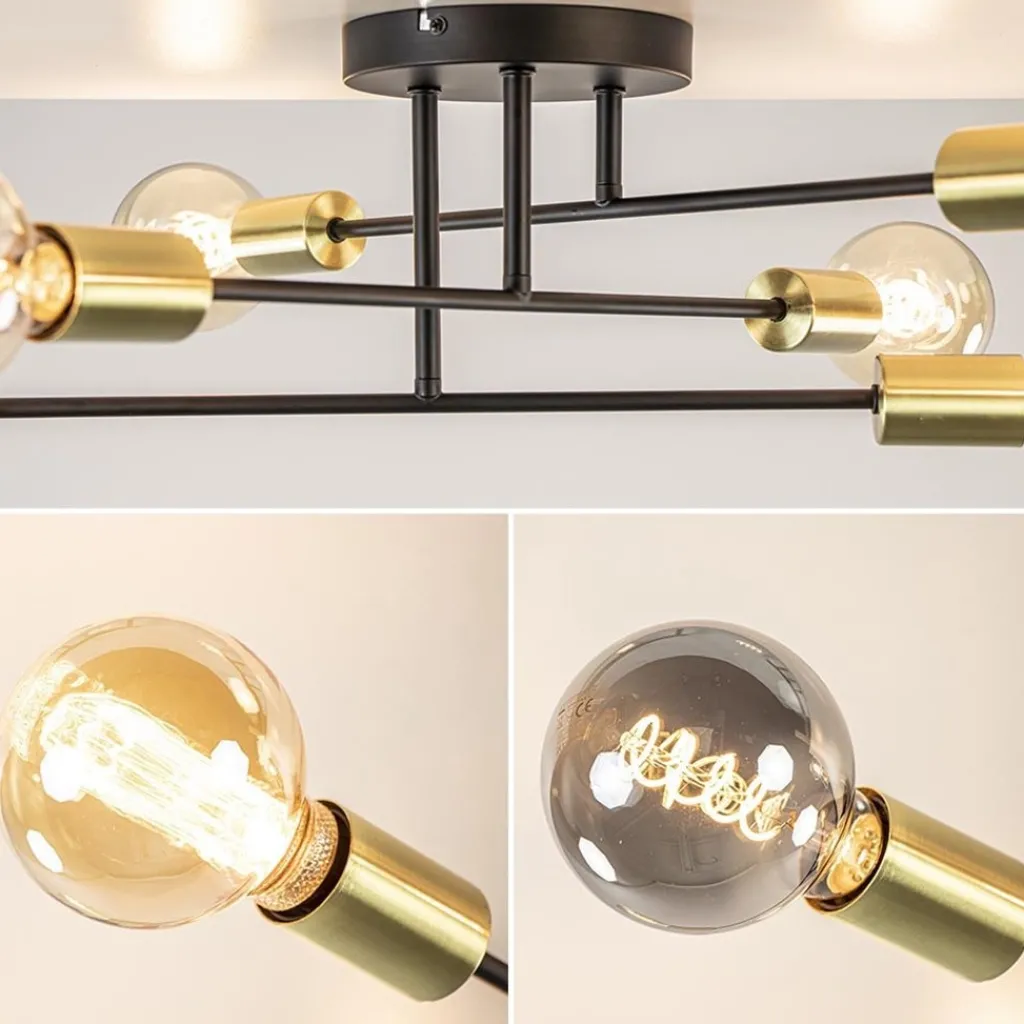 Straluma Plafondlamp Sticks 6L zwart/goud> Keukenverlichting|Eetkamerverlichting