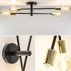 Straluma Plafondlamp Sticks 4L zwart/goud excl. e27 l.b.><noscript><img width=