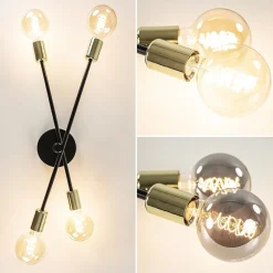 Straluma Plafondlamp Sticks 4L zwart/goud excl. e27 l.b.><noscript><img width=