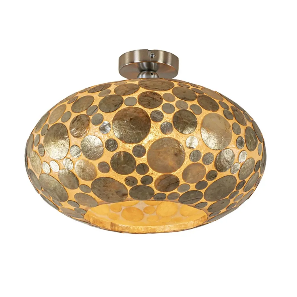 Straluma Plafondlamp Ufo goud schelpen 40cm> Schelpenlampen|Woonkamerlampen