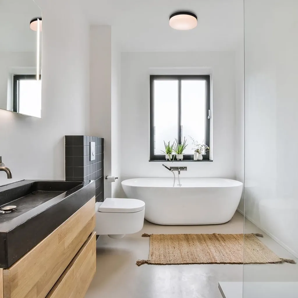 Straluma Plafondlamp zwart IP44 + bewegingssensor> Plafondlampen|Plafonnières