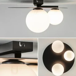 Straluma Plafondlamp zwart met 3 witte bollen><noscript><img width=