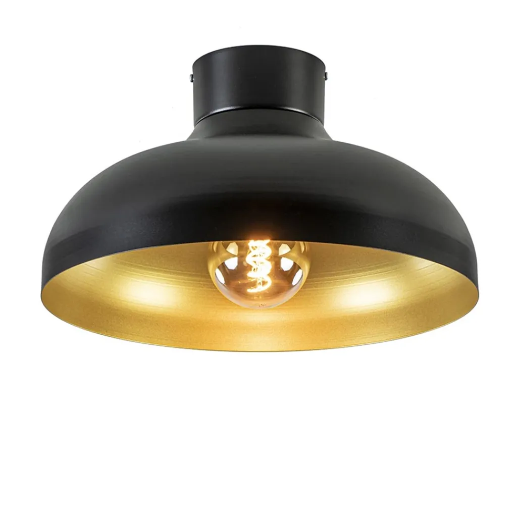 Straluma Plafondlamp zwart met gouden binnenkant> Tienerkamerlampen|Keukenverlichting