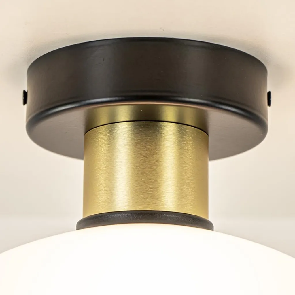 Straluma Plafondlamp zwart/goud met opaal glas 30 cm> Plafondlampen|Luxe Verlichting
