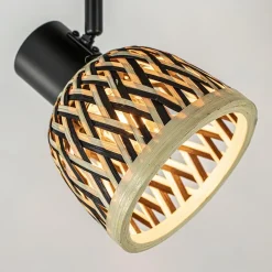 Straluma Plafondlamp/wandlamp zwart met bamboe kap verstelbaar></noscript> Wandlampen|Woonkamerlampen