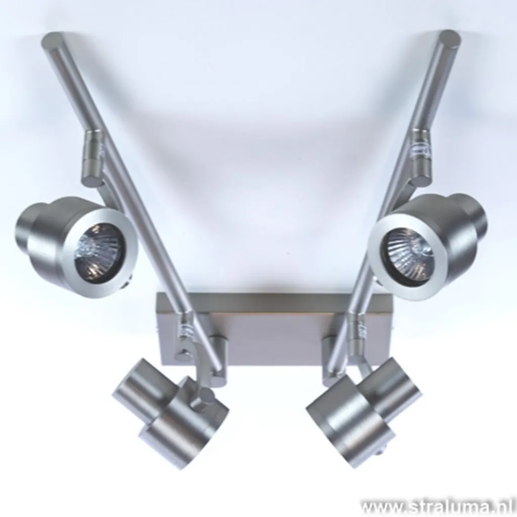 Straluma Plafondspot balk 4-lichts nikkel verstel> Opbouwspots|Woonkamerlampen