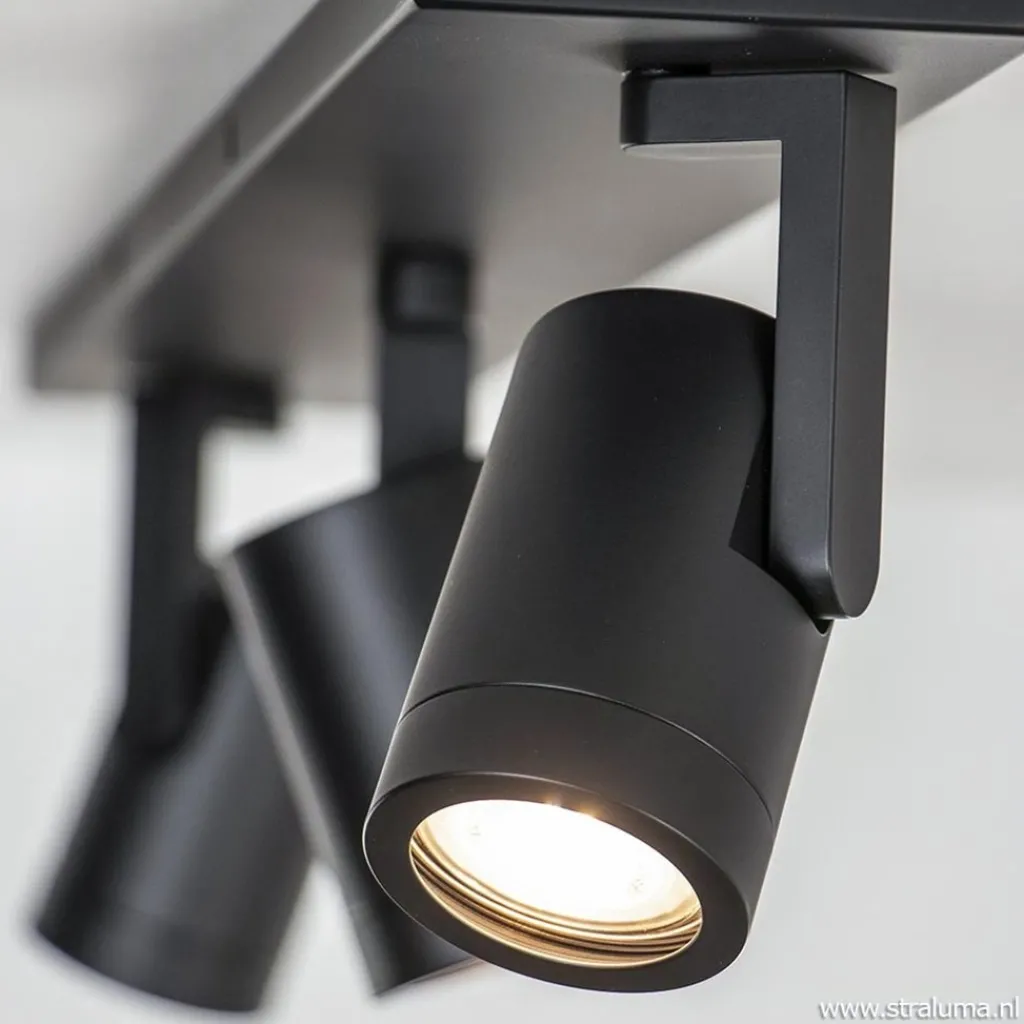Straluma Plafondspot balk 3-lichts zwart ex.gu10> Opbouwspots|Keukenverlichting