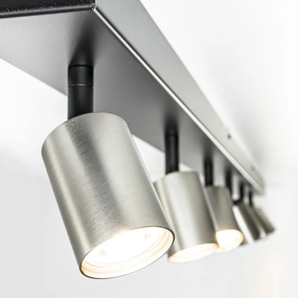 Straluma Plafondspot Bounce 6L balk zwart/rvs> Opbouwspots|Keukenverlichting